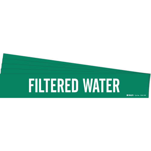 "Filtered Water" Pipe Marker, Self-Adhesive, 4" H x 24" W, White on Green - Brady 7105-1HV-PK