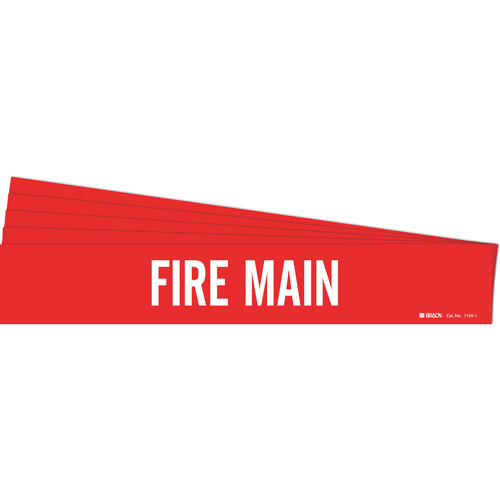 "Fire Main" Pipe Marker, Self-Adhesive, 2-1/4" H x 14" W, White on Red - Brady 7109-1-PK