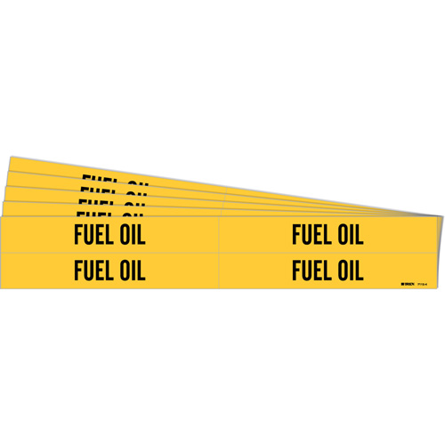 "Fuel Oil" Pipe Markers, Self-Adhesive, 1-1/8" H x 7" W, Black on Yellow - Brady 7115-4-PK