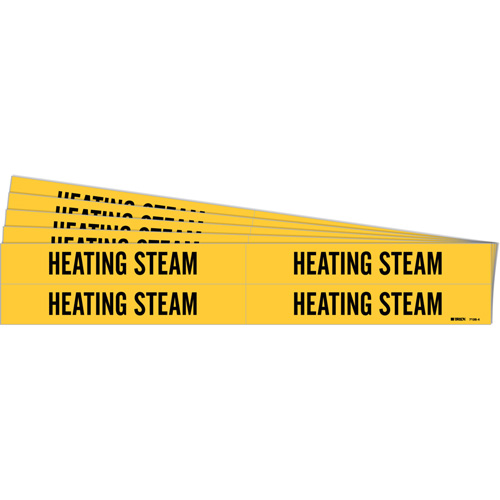 "Heating Steam" Pipe Markers, Self-Adhesive, 1-1/8" H x 7" W, Black on Yellow - Brady 7126-4-PK