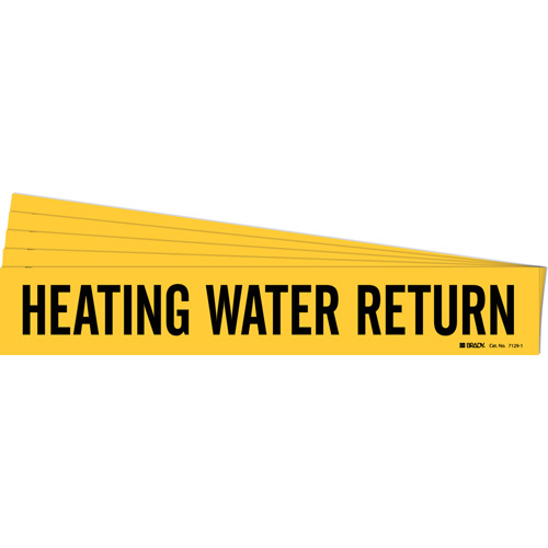 Marqueur de tuyau Heating Water Return, Autocollant, 2-1/4" h x 14" la, Noir sur jaune - Brady 7129-1-PK