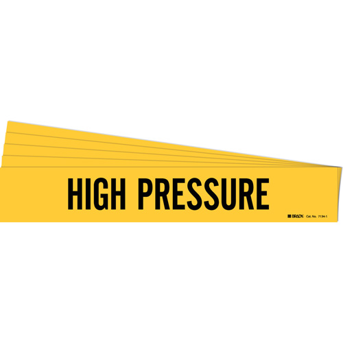 "High Pressure" Pipe Marker, Self-Adhesive, 2-1/4" H x 14" W, Black on Yellow - Brady 7134-1-PK