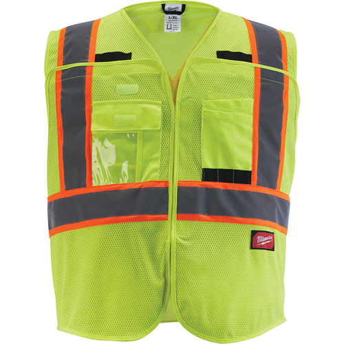 Flagman Safety Vest, High Visibility Lime-Yellow, Large/X-Large - Milwaukee 48-73-5172