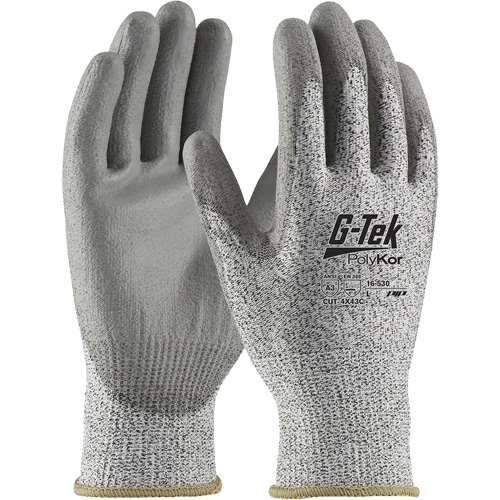 G-Tek&reg; PolyKor&reg; Cut-Resistant Glove, X-Small, 13 Gauge, Polyurethane Coated, ANSI/ISEA 105 Level 3 - PIP Global Safety GP16530/XS