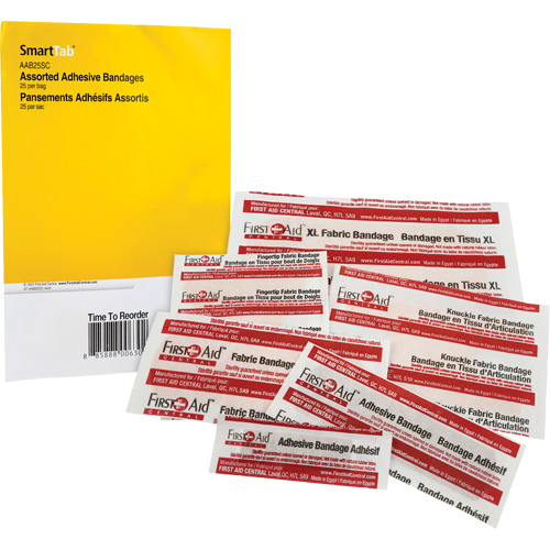 Recharge de bandages adh&eacute;sifs SmartCompliance, Assorti, Tissu/Plastique, Non st&eacute;rile - First Aid Central AAB25SC