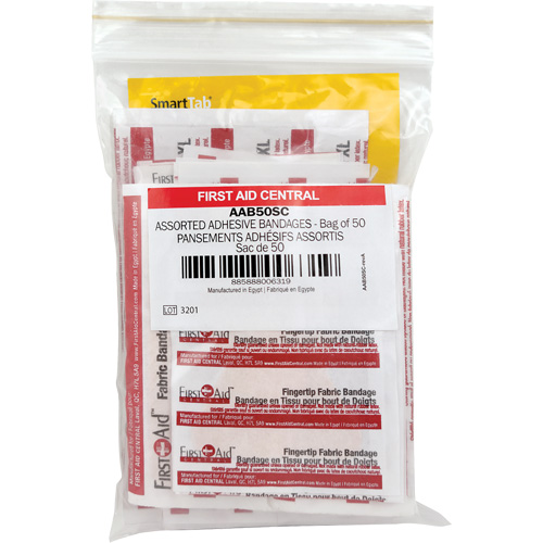 SmartCompliance&reg; Refill Adhesive Bandages, Assorted, Fabric/Plastic, Non-Sterile - First Aid Central AAB50SC