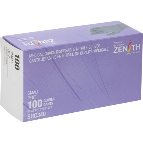 Medical Grade Disposable Gloves, Small, Nitrile, 6-mil, Powder-Free, Black, Class 2 - Zenith Safety Products 