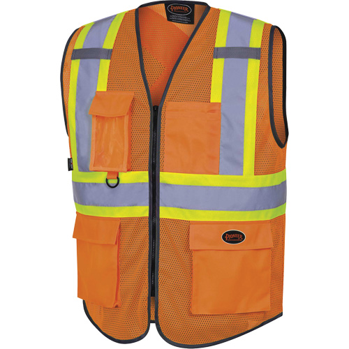 6960 Front Mesh Safety Vest, High Visibility Orange, 5X-Large, Polyester - Pioneer V1024850-5XL