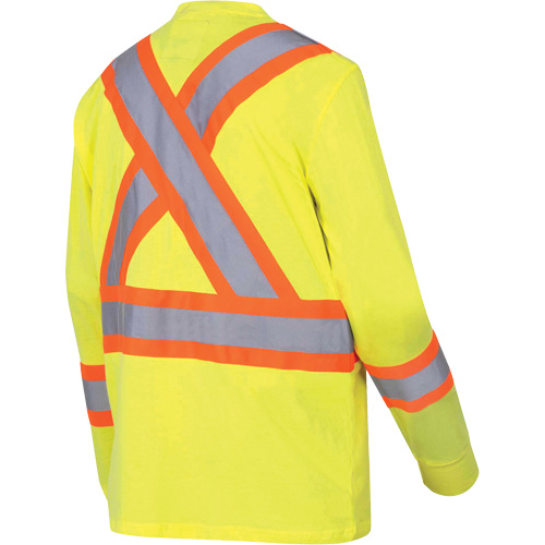 6982 Long-Sleeved Safety Shirt, Cotton, Large, High Visibility Lime-Yellow - Pioneer V1050860-L