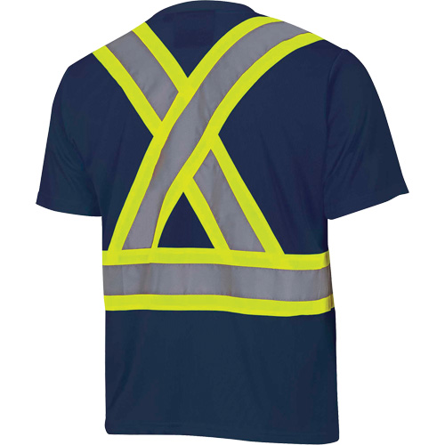 6992N Bird's-Eye Safety Shirt, Polyester, Medium, Navy Blue - Pioneer V1051180-M