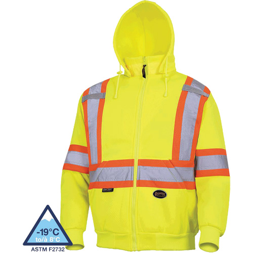 6925 Chandail &agrave; capuche, T-petit, Jaune haute visibilit&eacute; - Pioneer V1060460-XS
