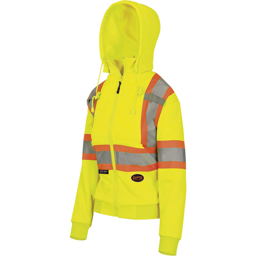 6925W Chandail &agrave; capuche avec fermeture &eacute;clair pour femme, T-petit, Jaune haute visibilit&eacute; - Pioneer V1060860-XS