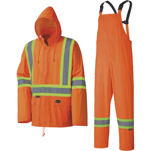 5598 Combinaison de pluie imperm&eacute;able et l&eacute;g&egrave;re, Polyester/PVC, Grand, Orange haute visibilit&eacute; - Pioneer V1080150-L