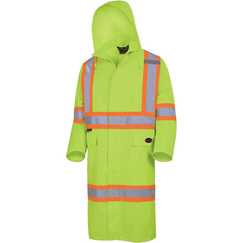5631 The Rock 300D Waterproof Long Coat, Polyester, X-Large, High Visibility Lime-Yellow - Pioneer V1081460-XL