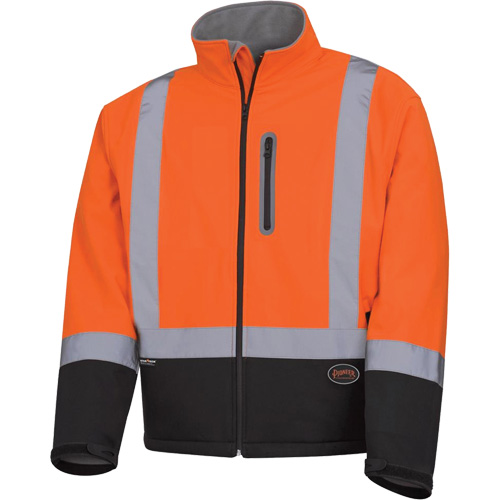 5679 Mechanical-Strength Softshell Safety Jacket, Black/High Visibility Orange, Large - Pioneer V1100250-L