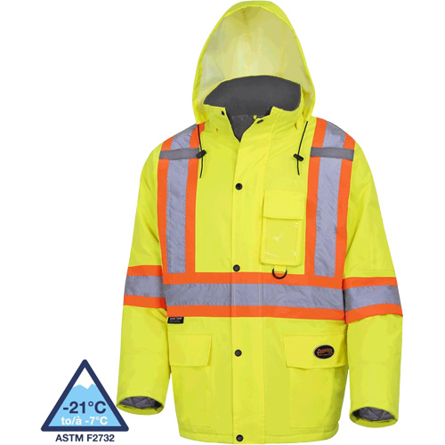 5031 Waterproof Quilted Safety Parka, High Visibility Lime-Yellow, X-Large - Pioneer V1150160-XL