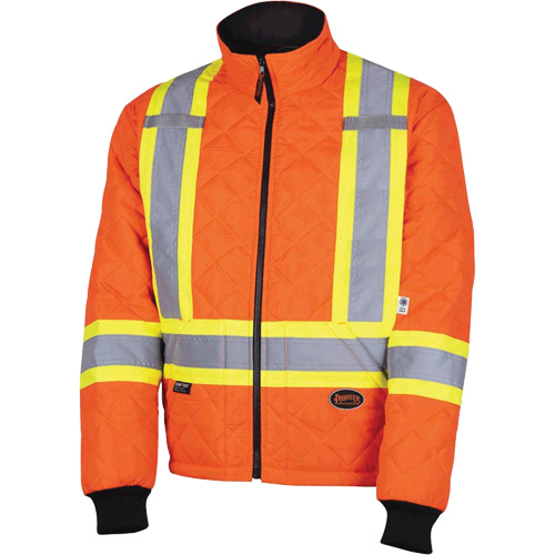5015A Quilted Freezer Jacket, Polyester, High Visibility Orange, Large - Pioneer V117015A-L