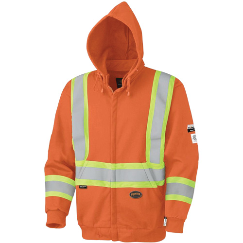 338SF Chandail &agrave; capuche de s&eacute;curit&eacute; ignifug&eacute; avec fermeture &agrave; glissi&egrave;re, Hommes, 3T-Grand, Orange haute visibilit&eacute;, 22 cal/cm² - Pioneer V2570450-3XL