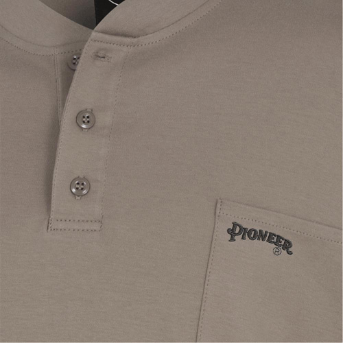 331 FR Interlock Henley Shirt, Medium, Beige - Pioneer V2580230-M