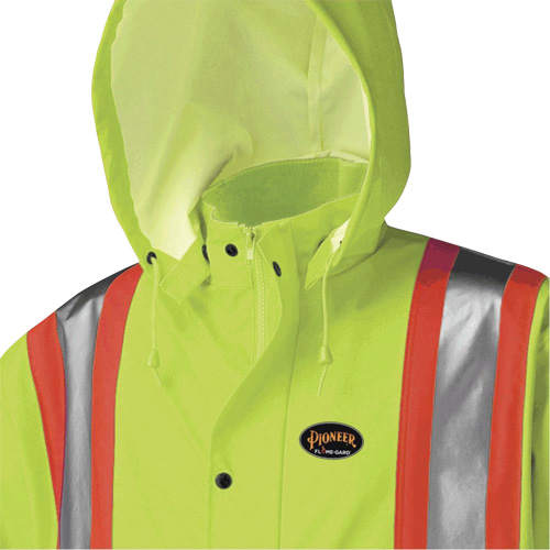 5897 Flame Resistant Waterproof Long Coat, X-Small, High Visibility Lime-Yellow - Pioneer V3520360-XS