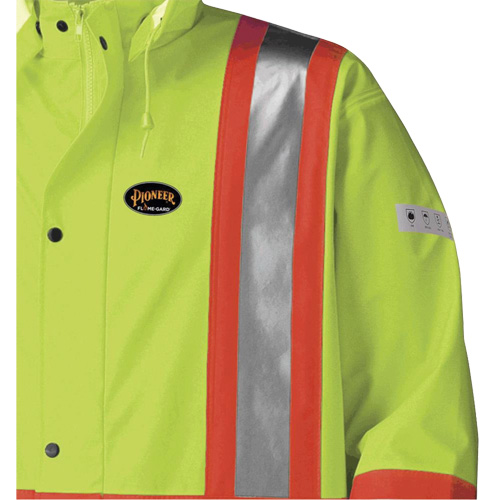 5897 Flame Resistant Waterproof Long Coat, X-Small, High Visibility Lime-Yellow - Pioneer V3520360-XS