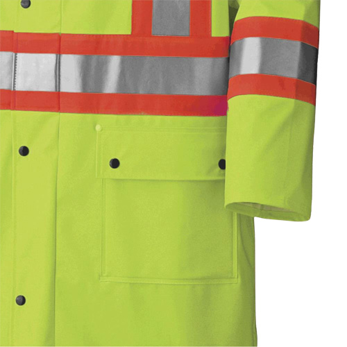 5897 Flame Resistant Waterproof Long Coat, X-Small, High Visibility Lime-Yellow - Pioneer V3520360-XS