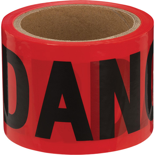 388 Danger Tape, Bilingual, 3" W x 200' L, 1.5 mils, Black on Red - Pioneer V6310160-O/S