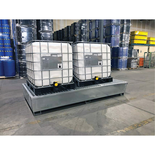 Ultra-Twin IBC Spill Pallet en acier, Capacit&eacute; de d&eacute;versement 370 gal. US, 103,8" x 26,8" x 51,1" - Ultratech 1183