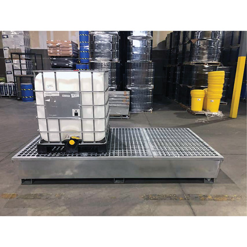 Ultra-Twin IBC Spill Pallet en acier, Capacit&eacute; de d&eacute;versement 370 gal. US, 103,8" x 26,8" x 51,1" - Ultratech 1183