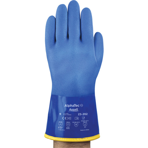 AlphaTec&reg; 23-202 PVC Gloves, Size 8, 11.8" L, Cotton, Fleece Inner Lining - Ansell 23202080