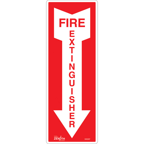 "Fire Extinguisher" Sign, 5" x 14", Vinyl, English with Pictogram - Zenith Safety Products 