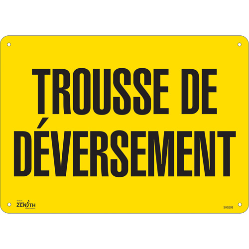 Enseigne  Trousse de d&eacute;versement , 10" x 14", Plastique, Français - Produits de sécurité Zenith 