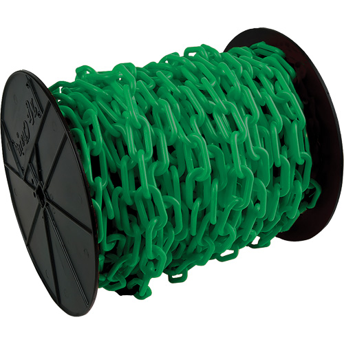 Heavy-Duty Plastic Safety Chain, Green, 2" Link, 100' Length - Mr. Chain 51104