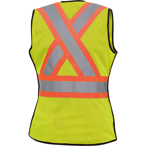 489 Women's High-Visibility Safety Tear-Away Vest, High Visibility Lime-Yellow, X-Small, Polyester - Pioneer V1023660-XS