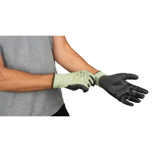 Eco-Friendly Seamless Cut-Resistant Gloves, 8, 13 Gauge, Polyurethane Coated, ASTM ANSI Level A4 - Zenith Safety Products 