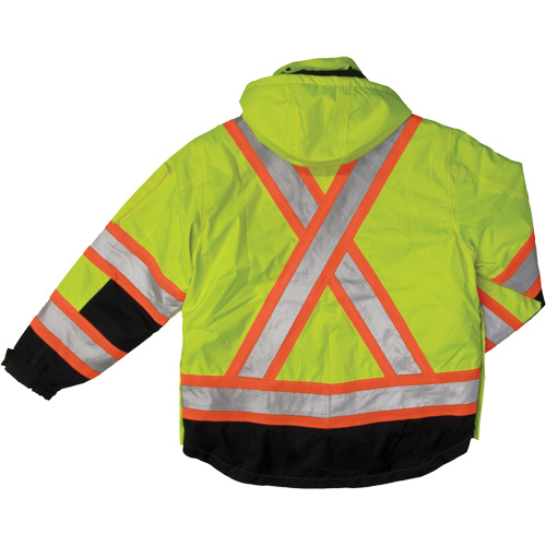 Ripstop 4-in-1 Safety Jacket, Polyester, High Visibility Lime-Yellow, X-Large - Tough Duck S18711-FLGR-XL