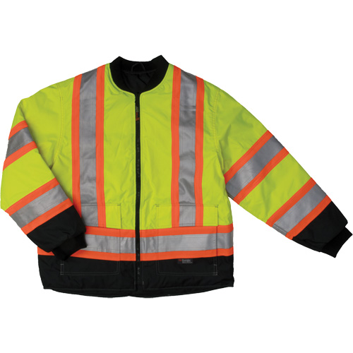Ripstop 4-in-1 Safety Jacket, Polyester, High Visibility Lime-Yellow, X-Large - Tough Duck S18711-FLGR-XL