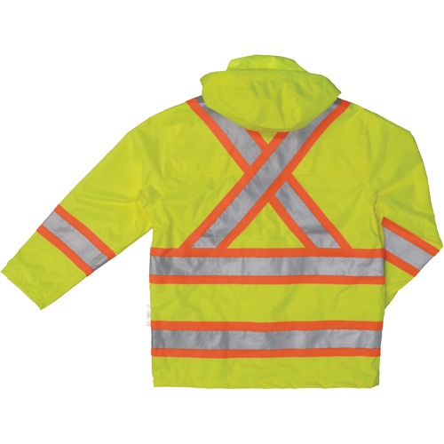 Ripstop Safety Rain Jacket, Polyester, X-Large, High Visibility Lime-Yellow - Tough Duck S37211-FLGR-XL