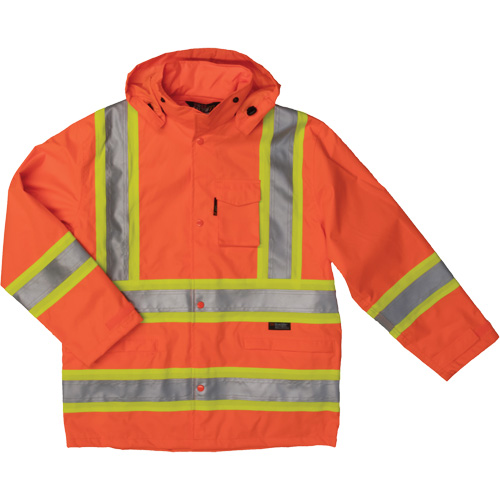 Ripstop Safety Rain Jacket, Polyester, 5X-Large, High Visibility Orange - Tough Duck S37231-FLOR-5XL