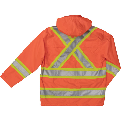 Ripstop Safety Rain Jacket, Polyester, 5X-Large, High Visibility Orange - Tough Duck S37231-FLOR-5XL