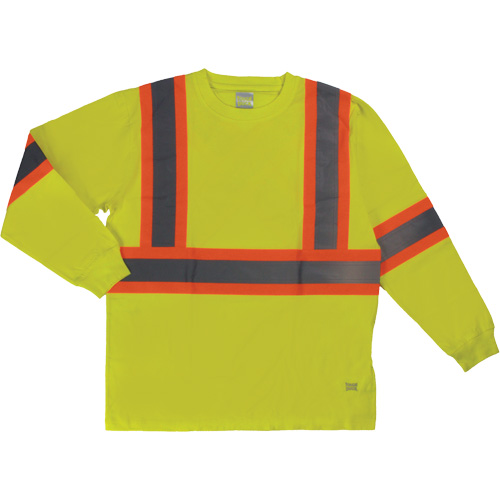 T-shirt de s&eacute;curit&eacute; &agrave; manches longues, Coton, 4T-Grand, Jaune lime haute visibilit&eacute; - Tough Duck ST212-YELLW-4XL