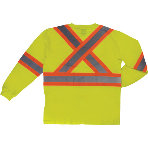 T-shirt de s&eacute;curit&eacute; &agrave; manches longues, Coton, 4T-Grand, Jaune lime haute visibilit&eacute; - Tough Duck ST212-YELLW-4XL