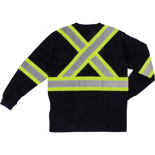 Long Sleeve Safety T-Shirt, Cotton, 4X-Large, Black - Tough Duck ST212-BLACK-4XL