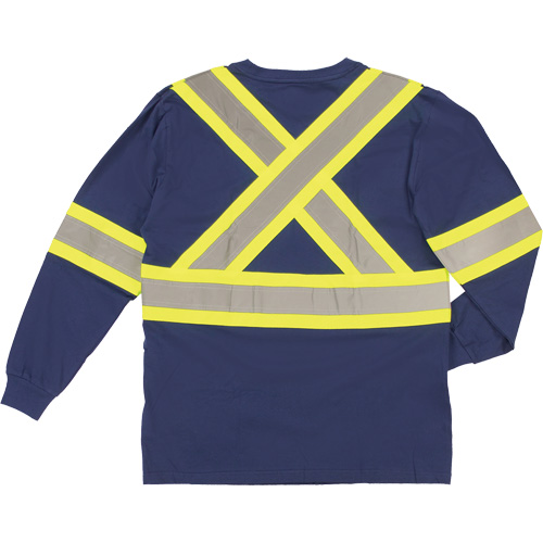 T-shirt de s&eacute;curit&eacute; &agrave; manches longues, Coton, T-Grand, Bleu marin - Tough Duck ST211-NAVY-XL