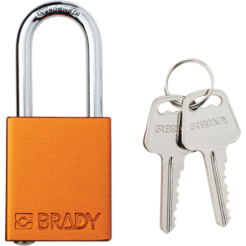 Cadenas de verrouillage Velocity, Orange, Cl&eacute;s diff&eacute;rentes, Aluminium, Largeur de 1-1/2" - Brady 153740