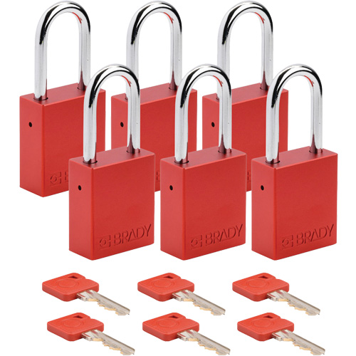 Cadenas de verrouillage Velocity, Rouge, Cl&eacute;s identiques, Aluminium, Largeur de 1-1/2" - Brady 153747