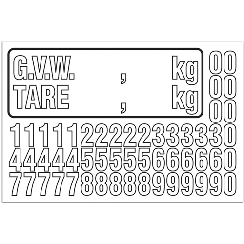 G.V.W. Truck Number Kit, Assorted Numbers/Letters/Punctuation, White -  