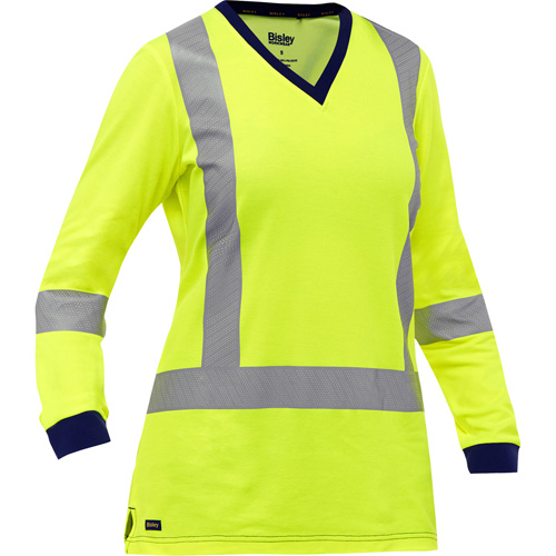 Bisley&reg; Women's X-Back Long Sleeve Shirt, Poly-Cotton, 2X-Large, High Visibility Lime-Yellow - PIP Global Safety PC313W6118X-LY/2XL