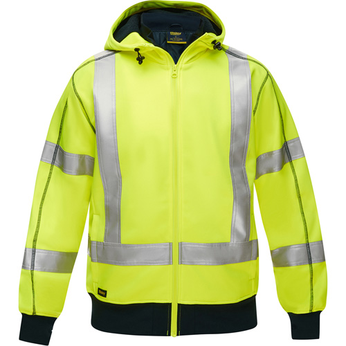 Bisley&reg; X-Back Full Zip Hooded Sweatshirt with Sherpa Lining, Medium, High Visibility Lime-Yellow - PIP Global Safety PC323M6988X-LY/M