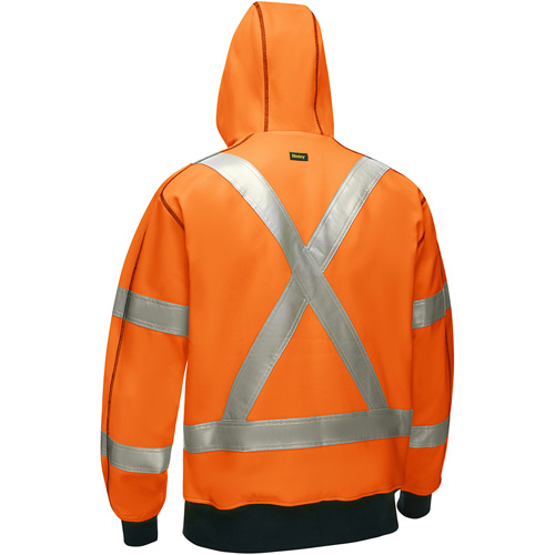 Bisley&reg; X-Back Full Zip Hooded Sweatshirt with Sherpa Lining, 4X-Large, High Visibility Orange - PIP Global Safety PC323M6988X-OR/4XL